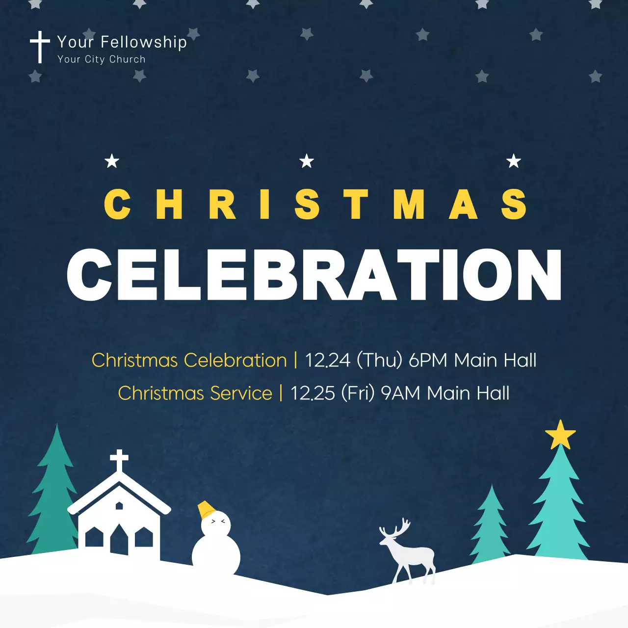 Navy Traditional Christmas Announcement Social Media Post