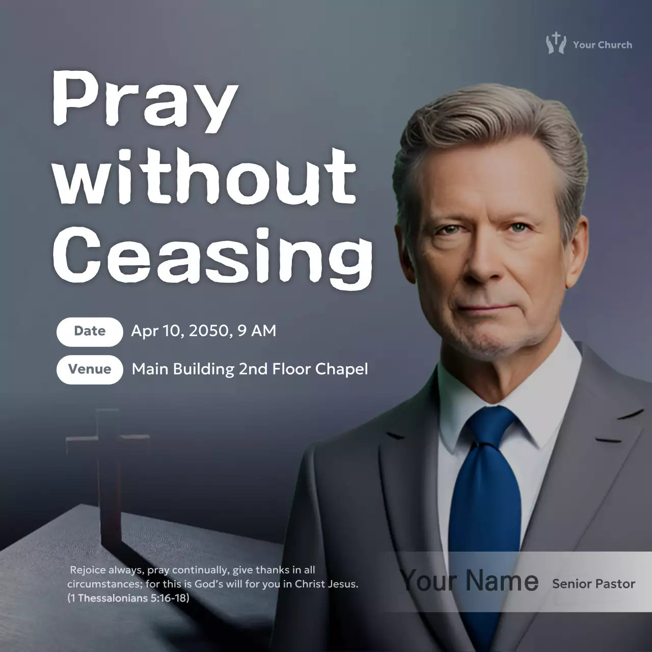 Grey Modern Church Event Announcement Social Media Post