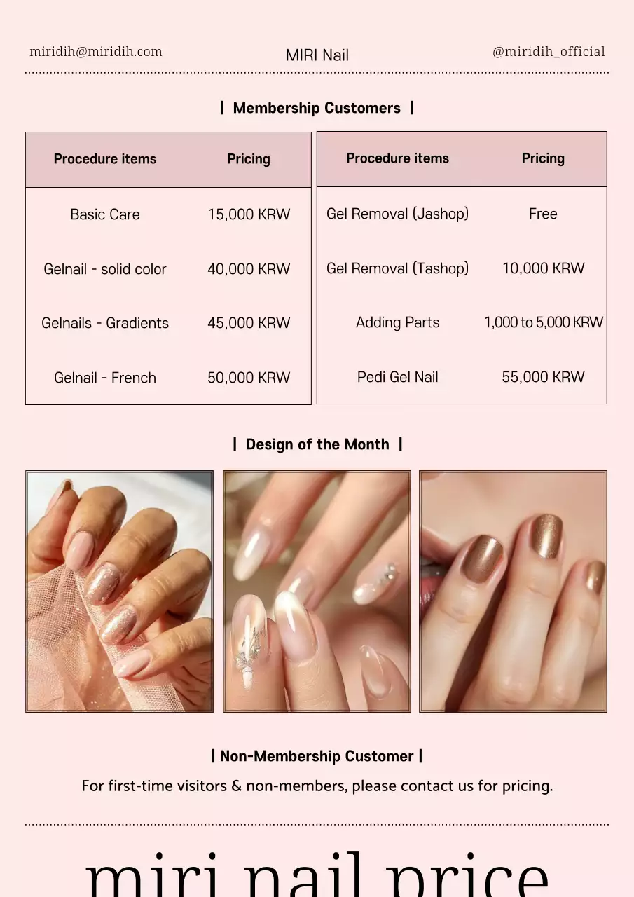 pink elegant nail menu