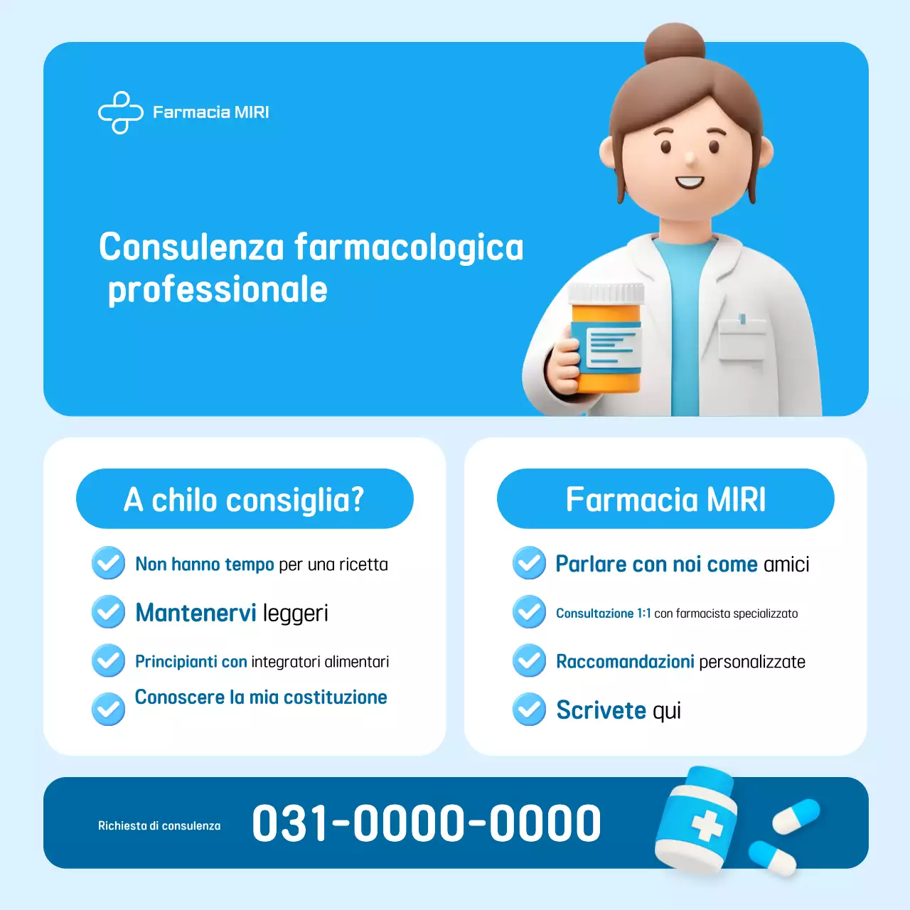 Pubblicità di consulenza sanitaria pulita e blu cielo