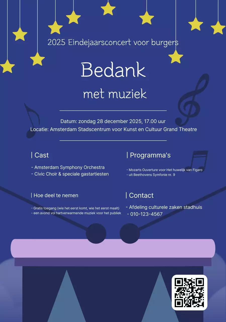 Blauwe moderne concertgids