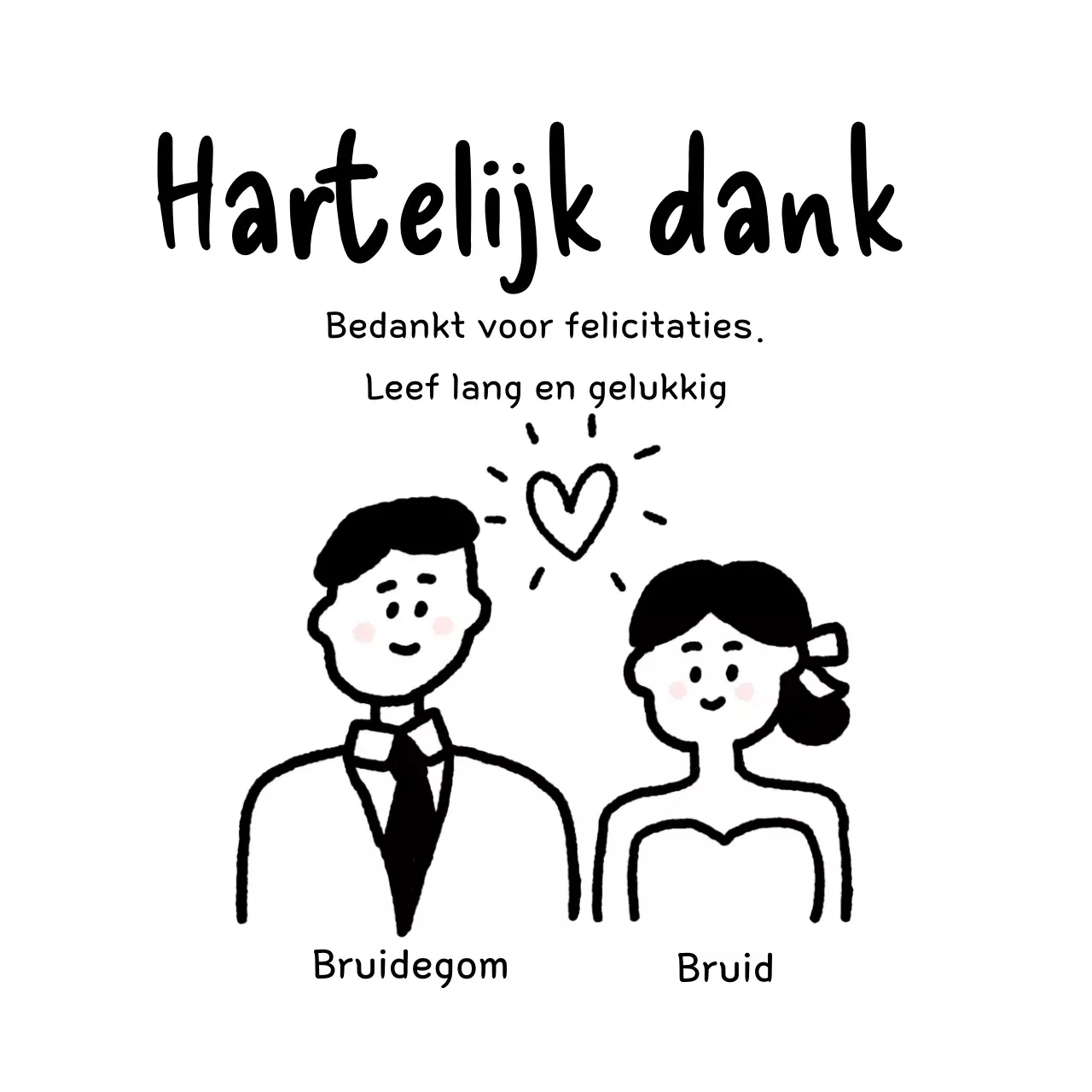 Zwart-witte eenvoudige huwelijksbedankjes