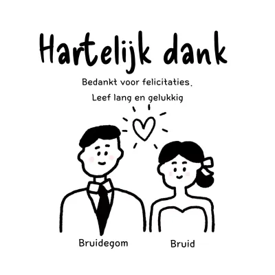 Zwart-witte eenvoudige huwelijksbedankjes