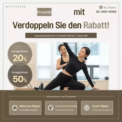 Beige Modern Pilates Rabattaktion