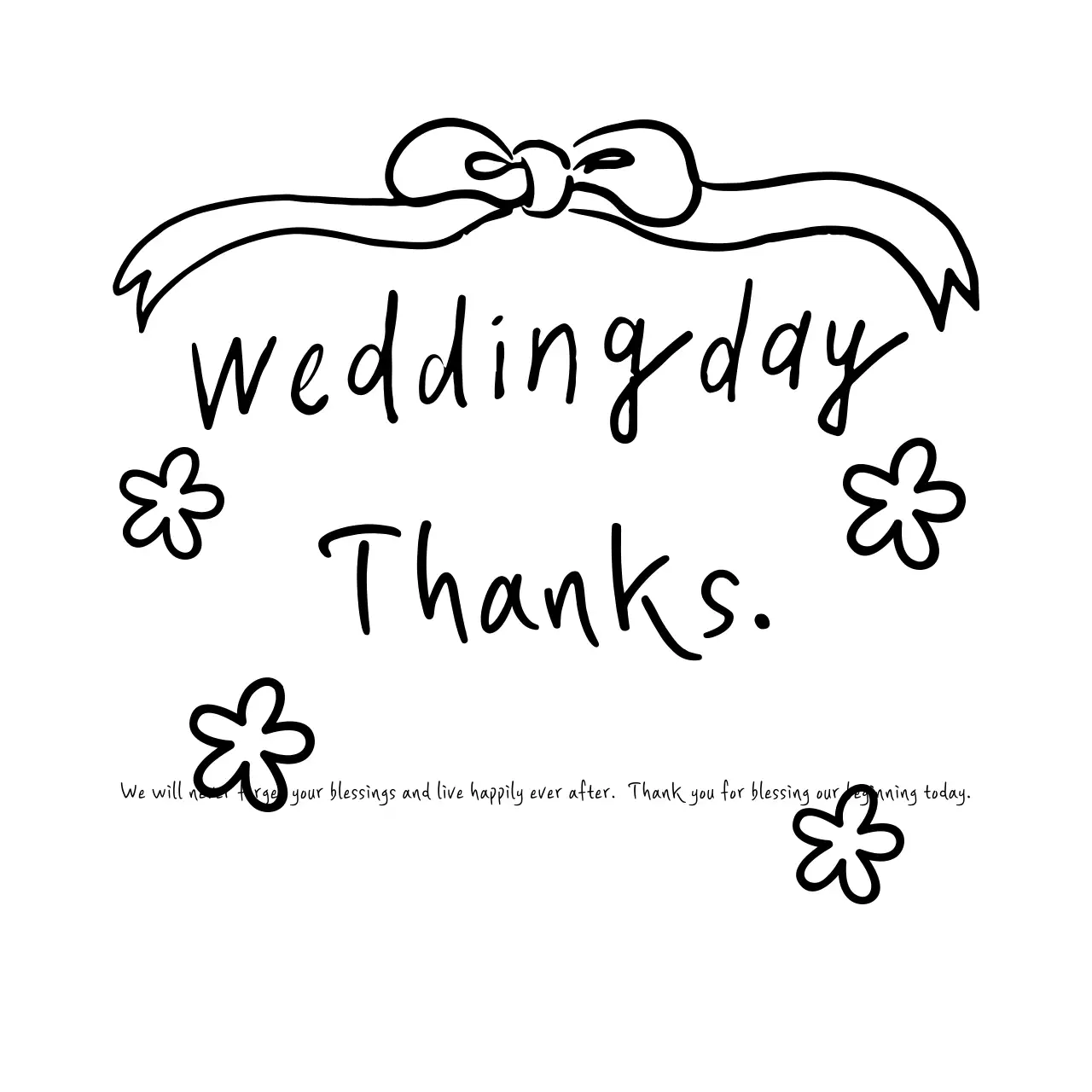 Ucapan terima kasih pernikahan sederhana hitam putih