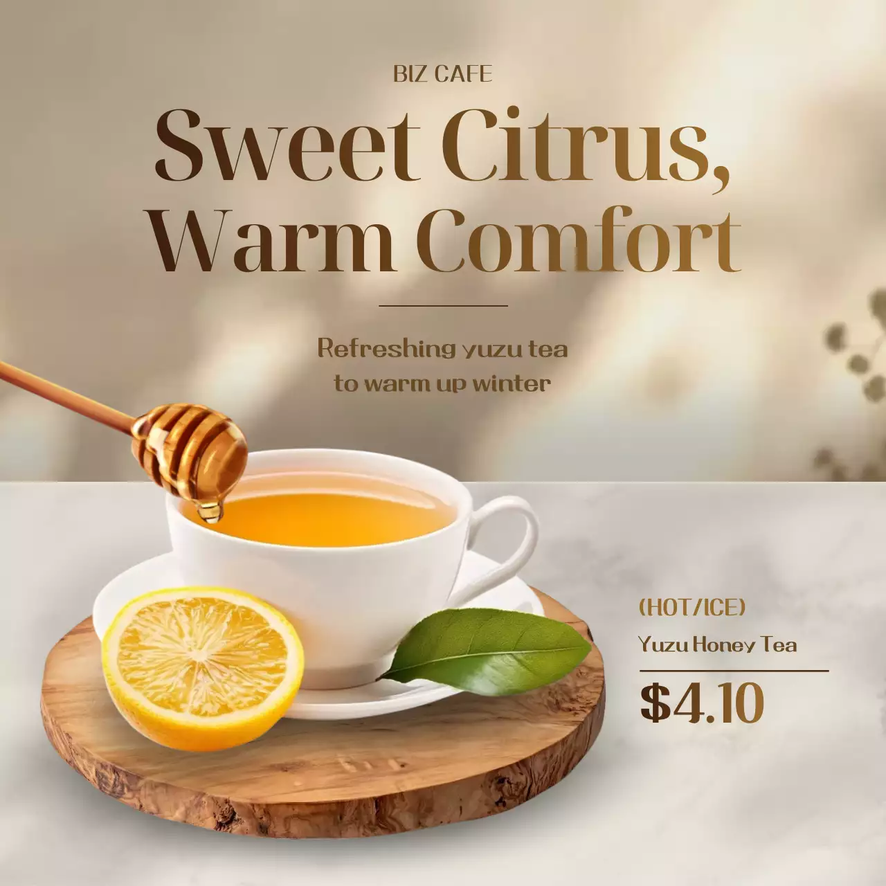 Quảng cáo đồ uống hiện đại màu be