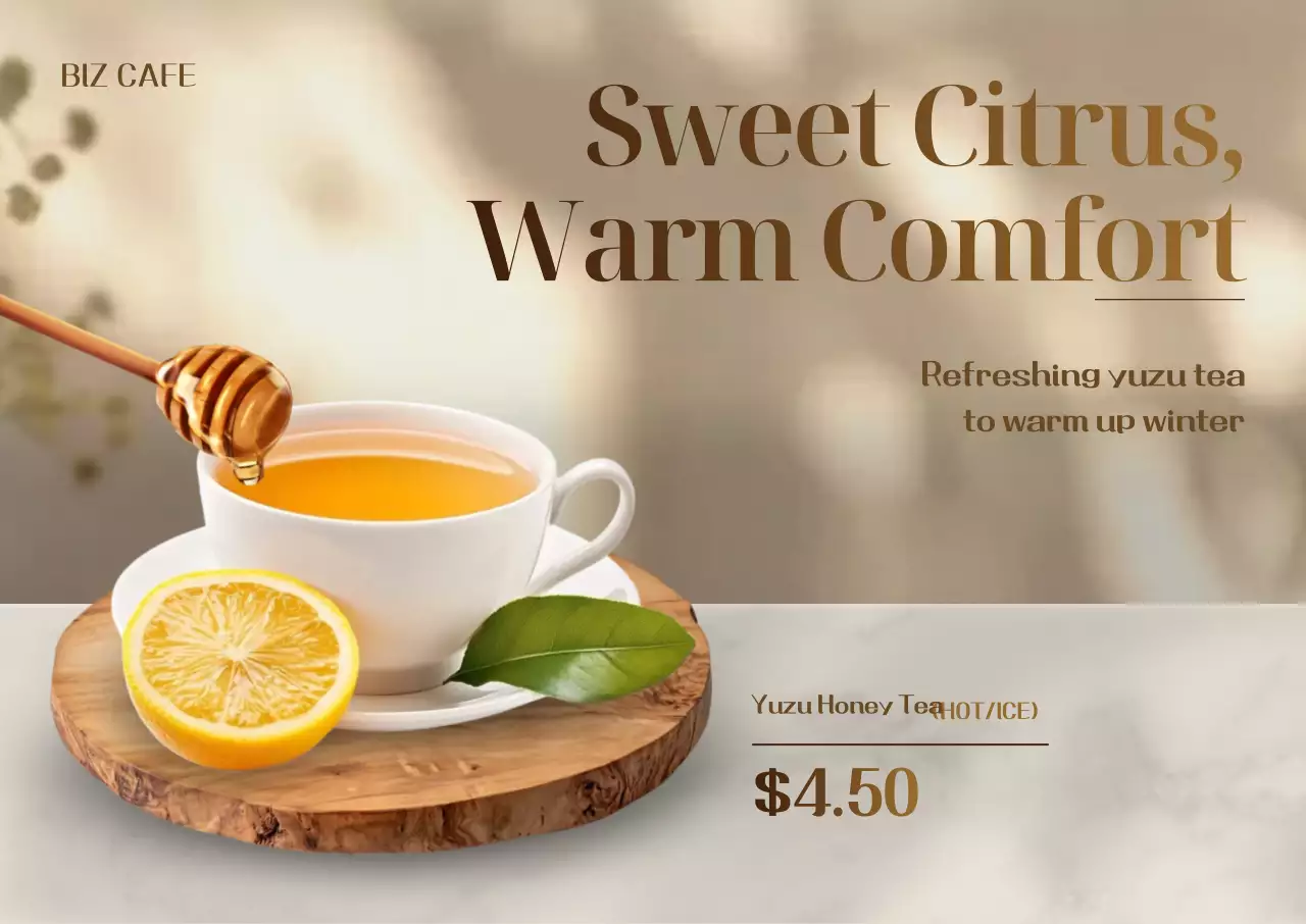 Quảng cáo đồ uống hiện đại màu be