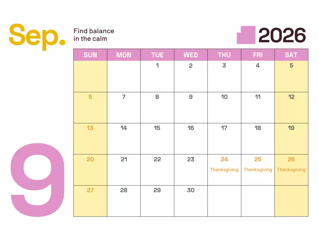 Kalender Modern Kuning Kalender