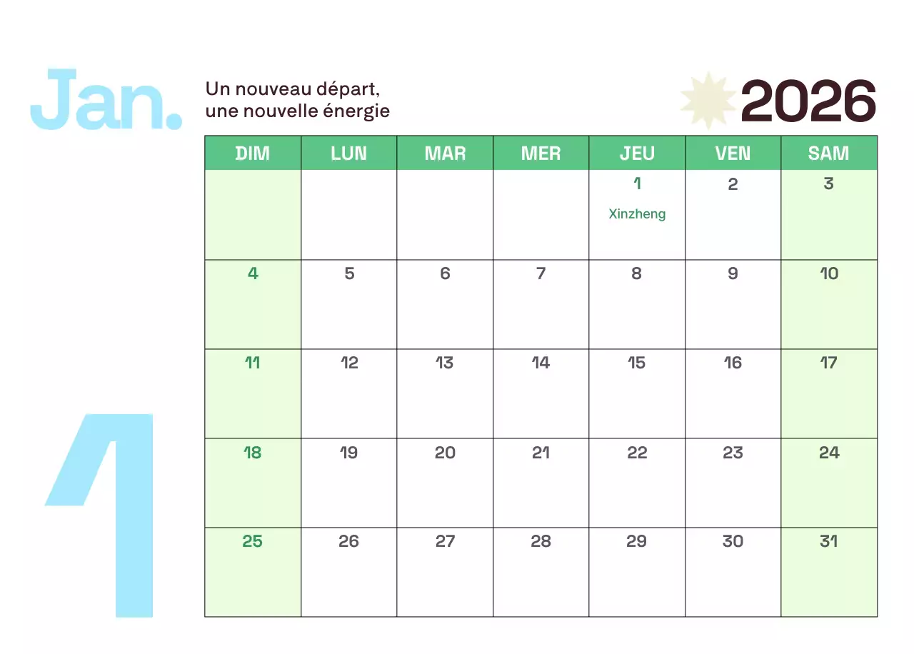 Calendrier moderne jaune