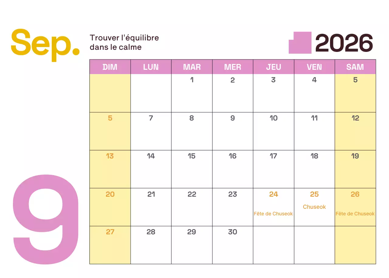 Calendrier moderne jaune