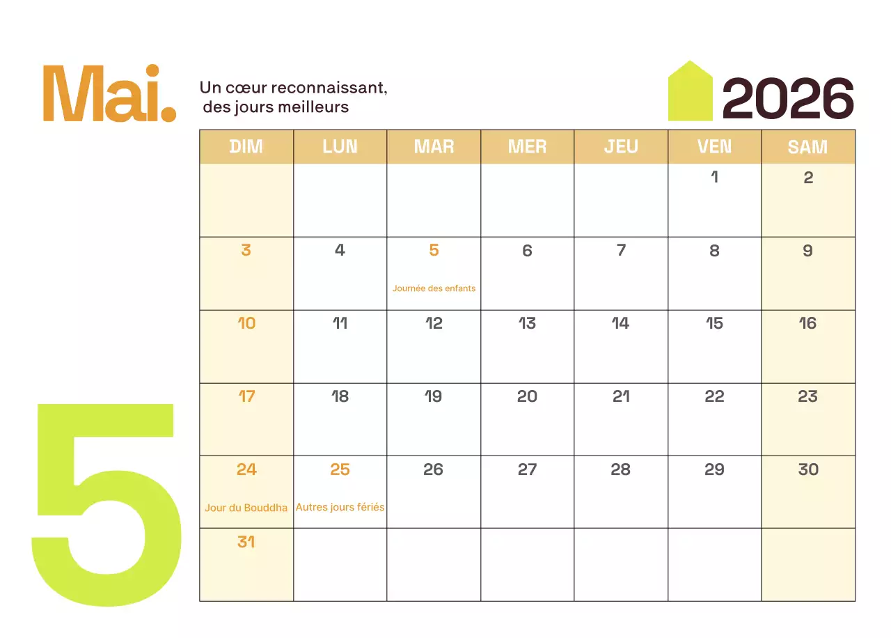 Calendrier moderne jaune
