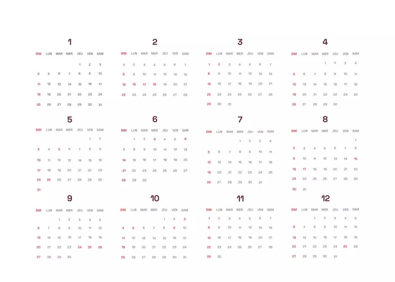 Calendrier moderne jaune