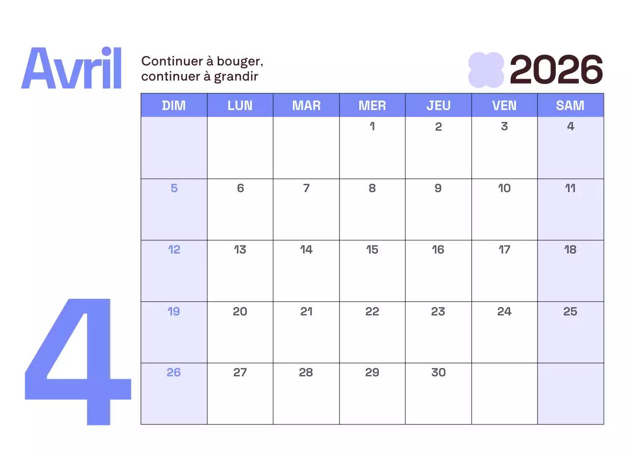 Calendrier moderne jaune