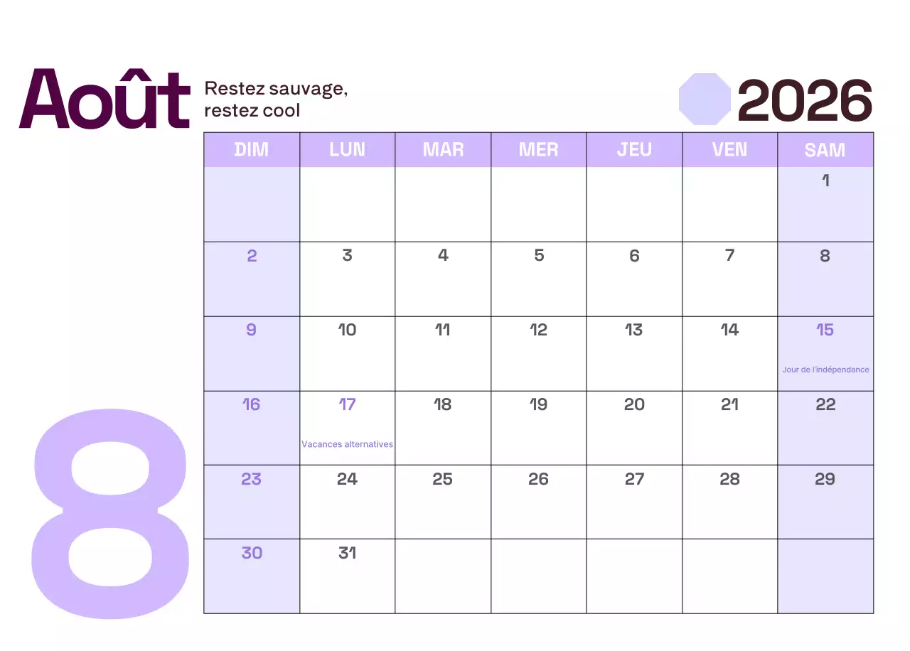 Calendrier moderne jaune