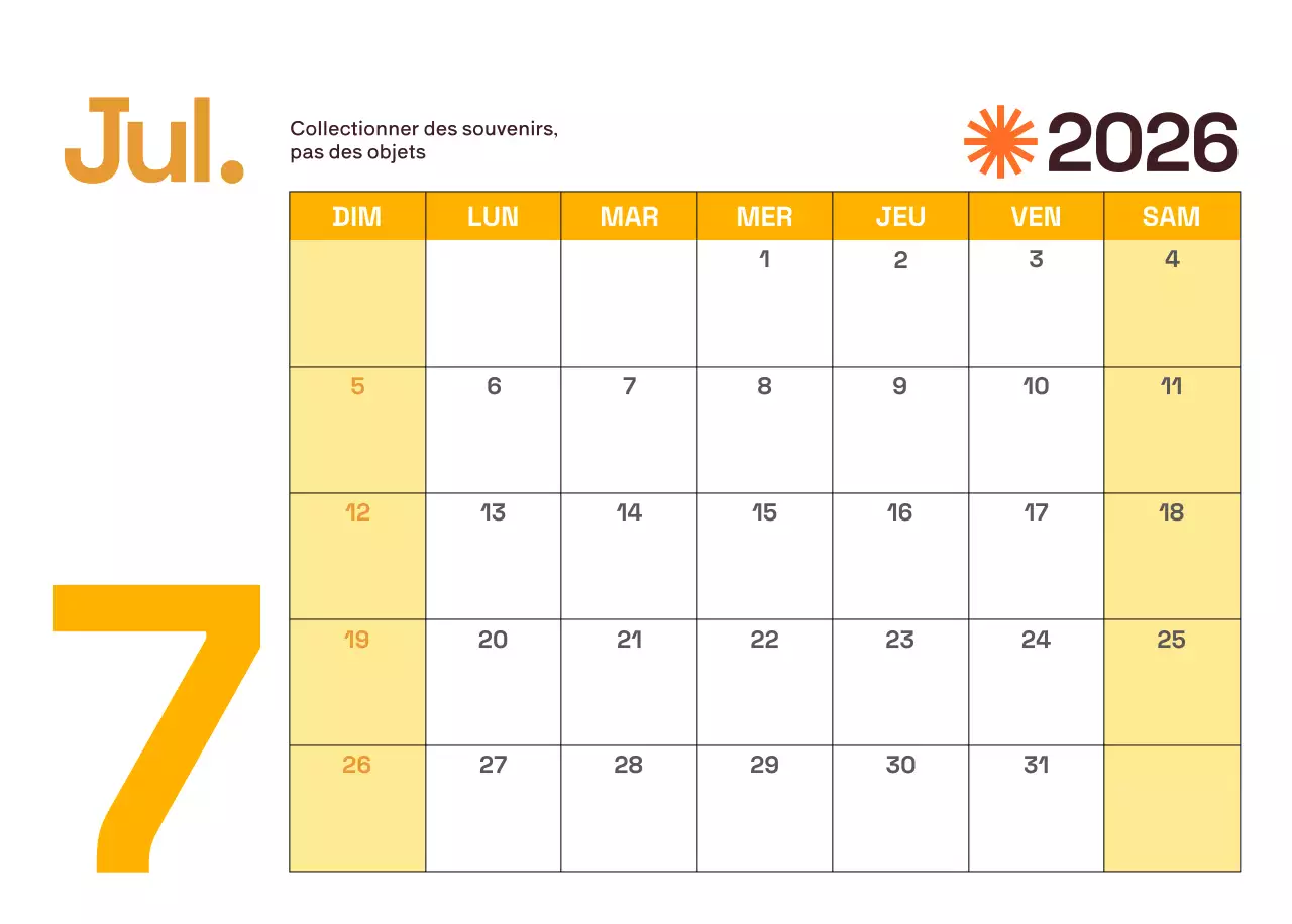 Calendrier moderne jaune