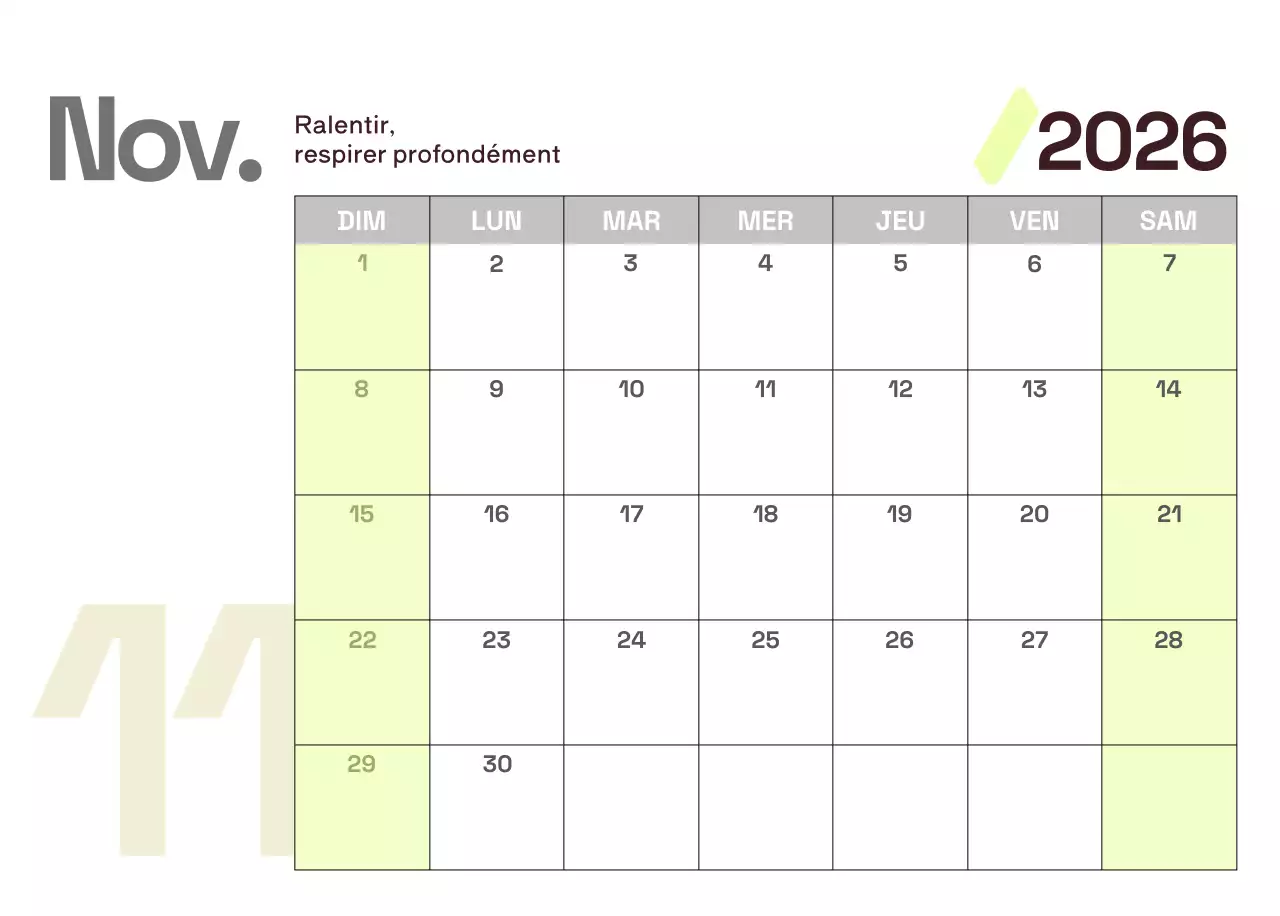 Calendrier moderne jaune