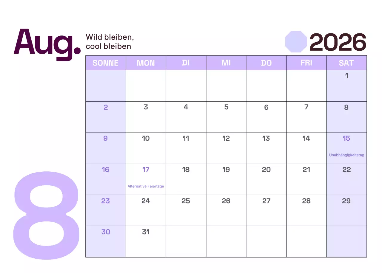 Gelber moderner Kalender Kalender