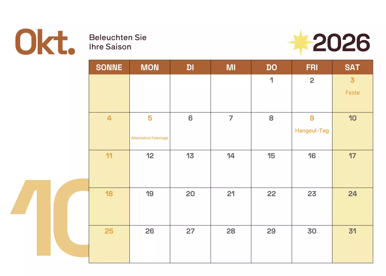 Gelber moderner Kalender Kalender