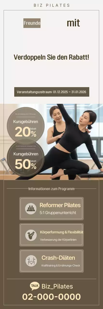 Beige Modern Pilates Rabattaktion