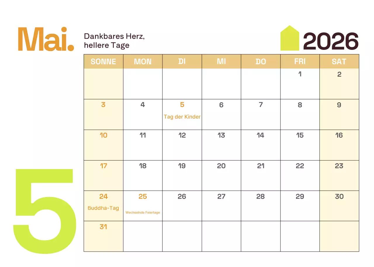 Gelber moderner Kalender Kalender