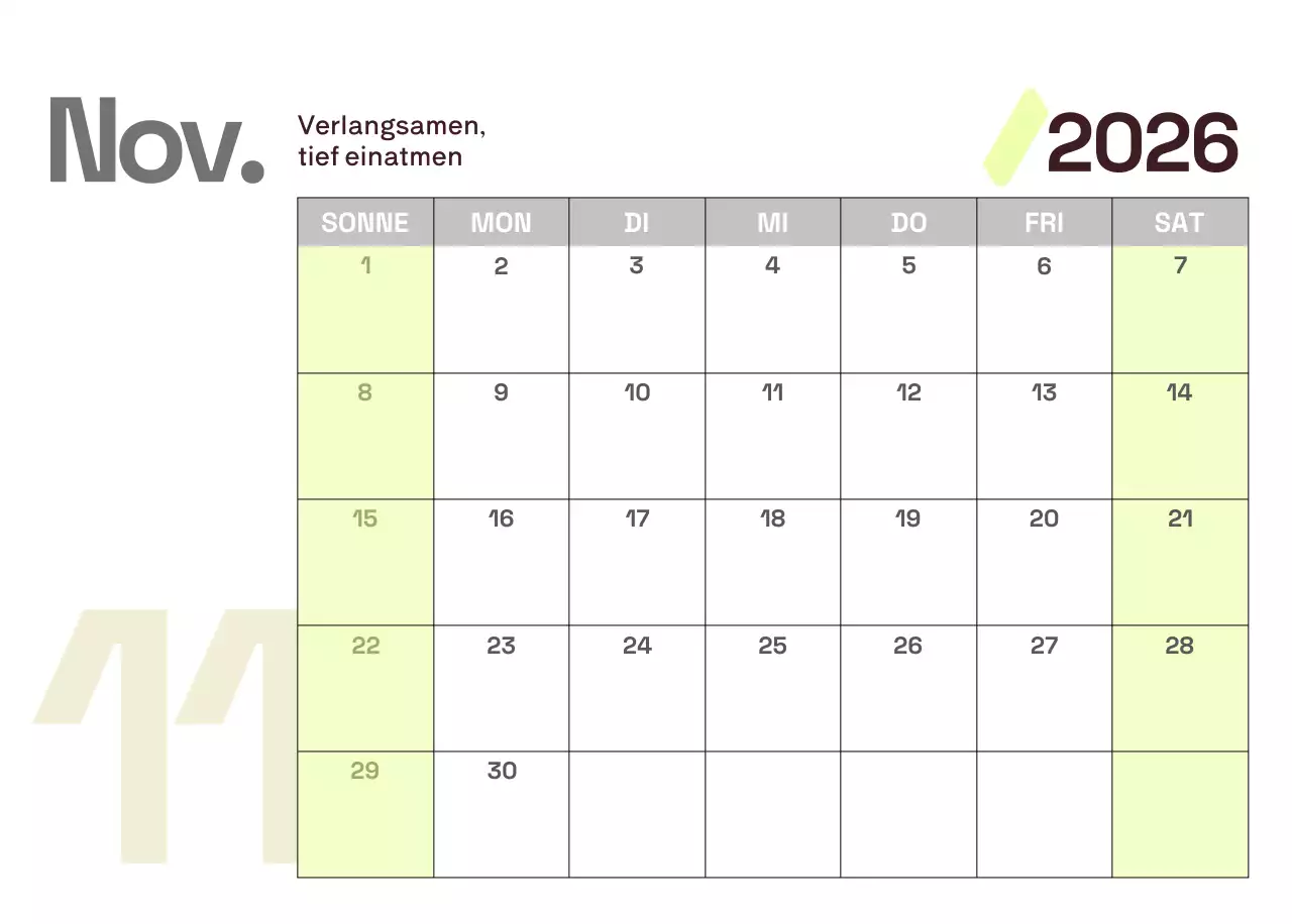 Gelber moderner Kalender Kalender