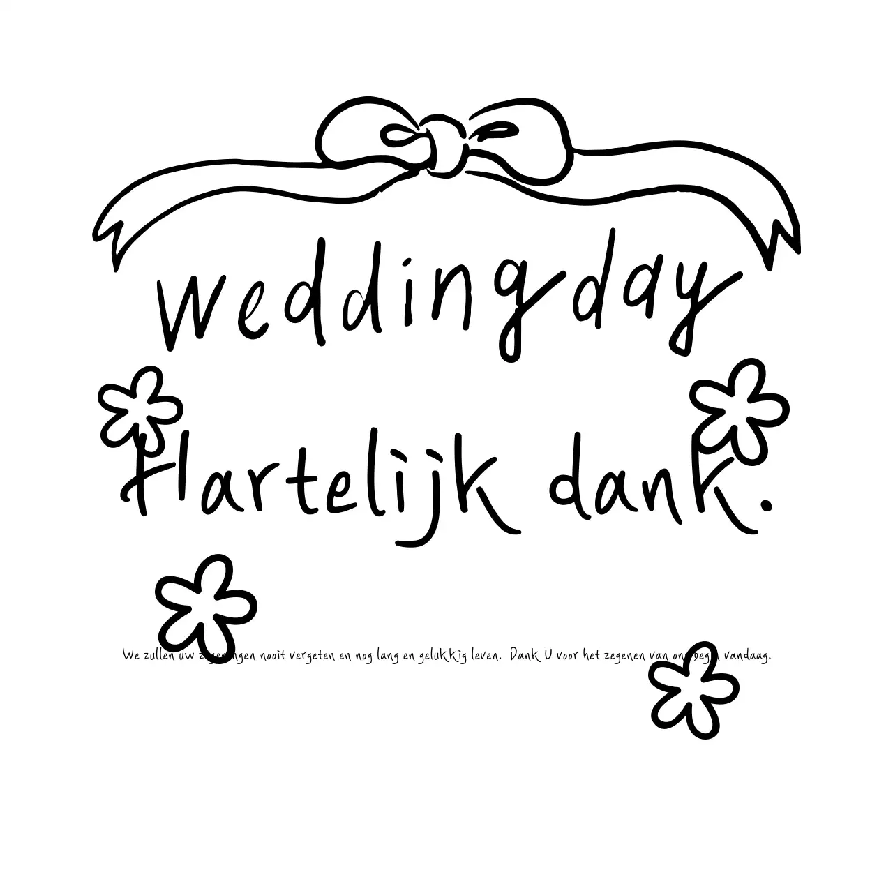 Zwart-wit eenvoudig bedankje voor een bruiloft
