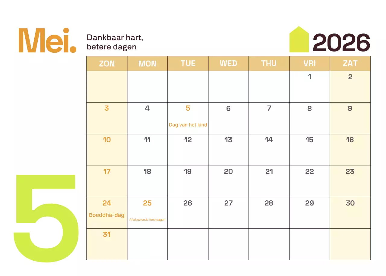 Gele moderne kalenderkalender