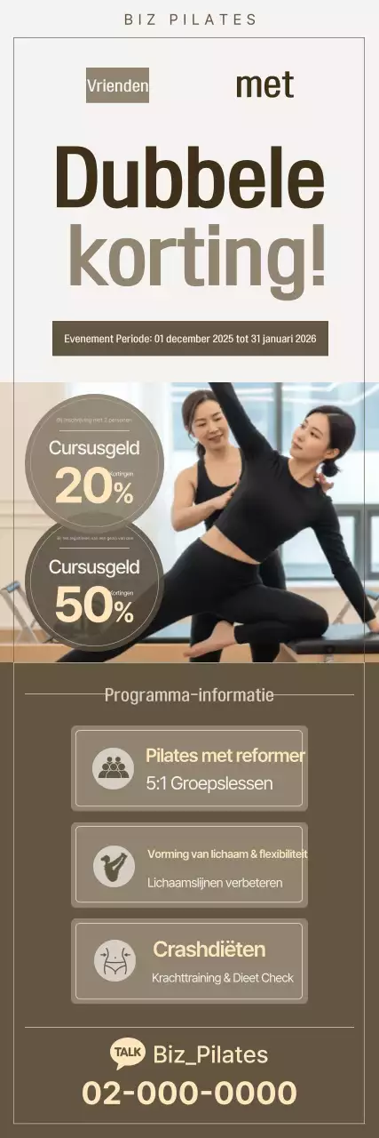 Beige Modern Pilates Kortingsevenement