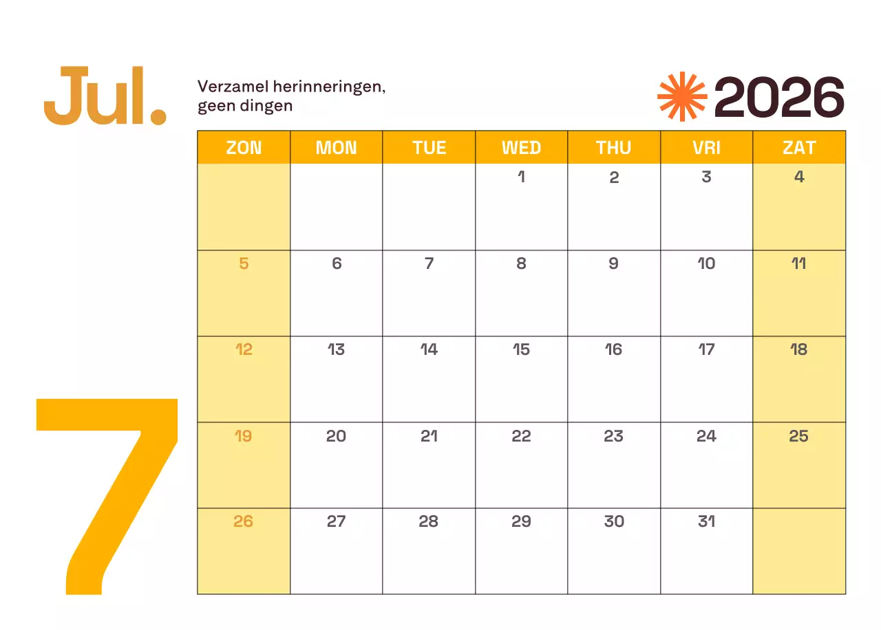 Gele moderne kalenderkalender