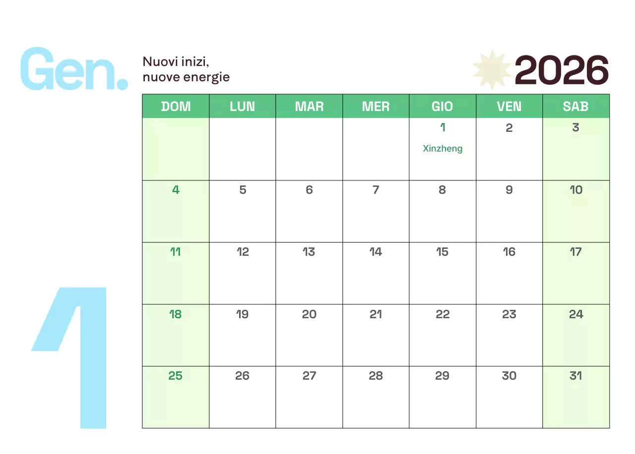 Calendario moderno giallo