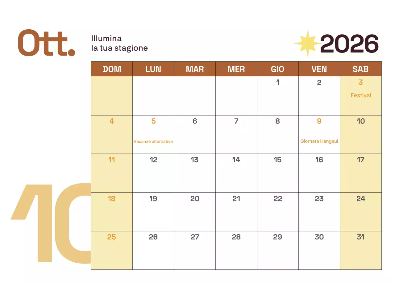 Calendario moderno giallo