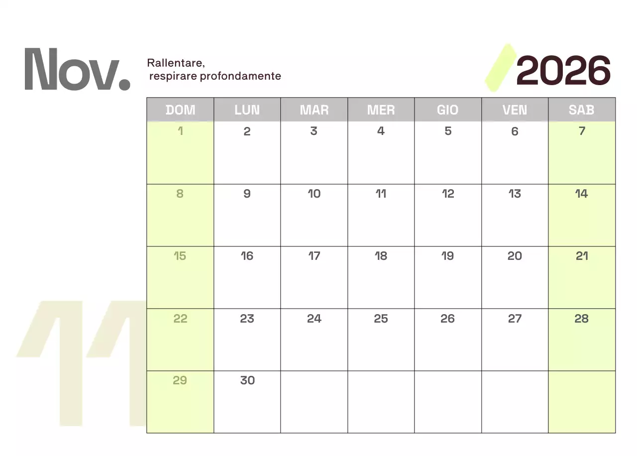 Calendario moderno giallo