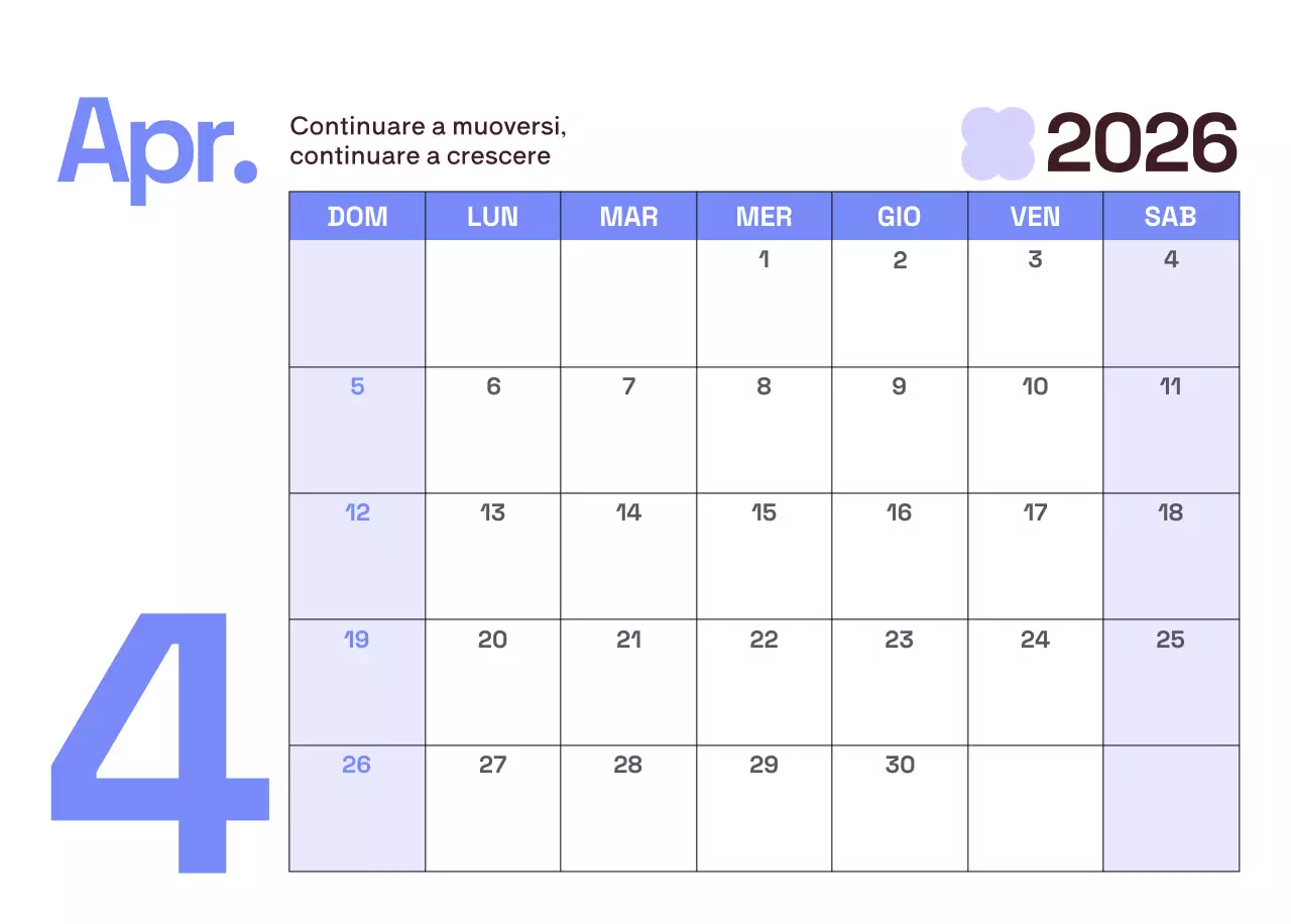 Calendario moderno giallo