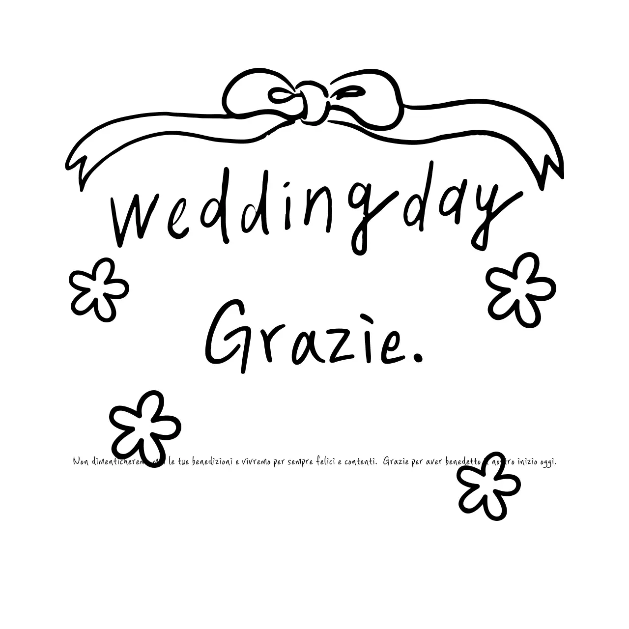 Matrimonio semplice in bianco e nero, grazie