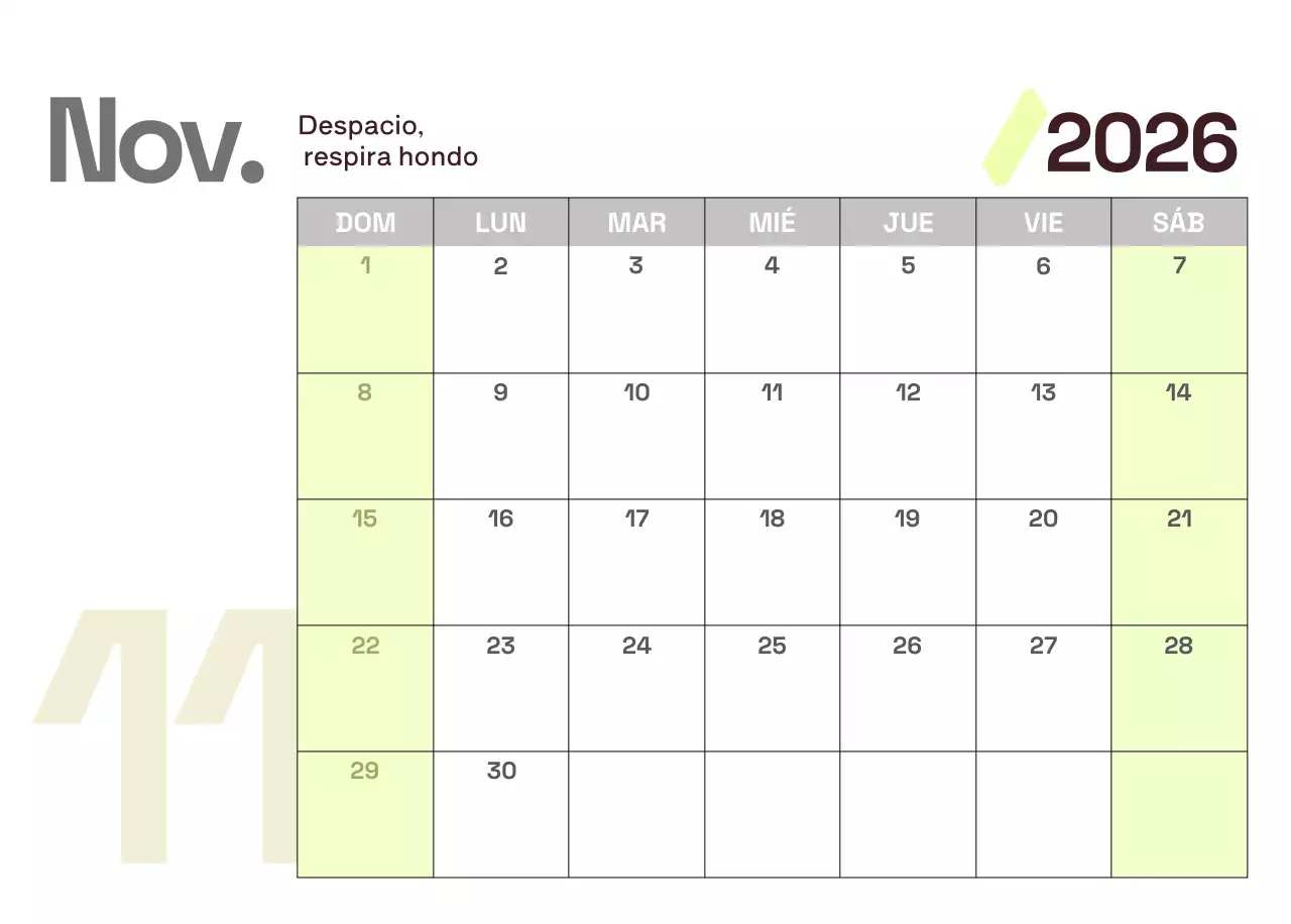 Calendario moderno amarillo Calendario