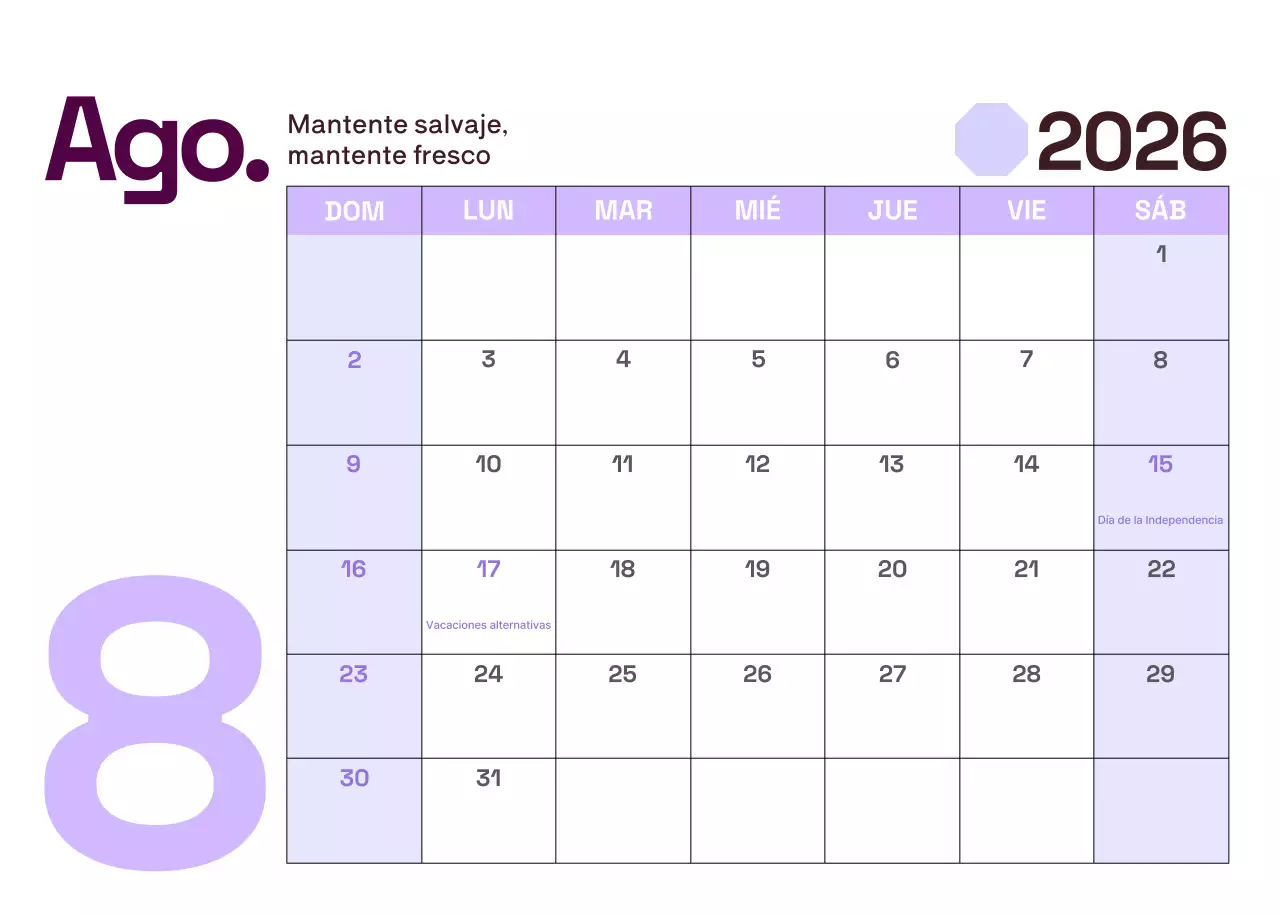 Calendario moderno amarillo Calendario