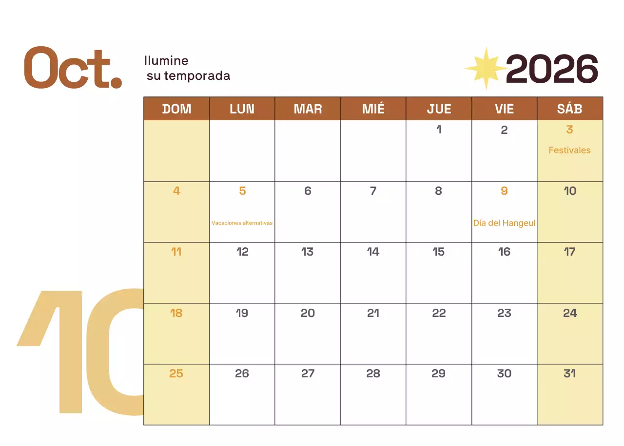 Calendario moderno amarillo Calendario