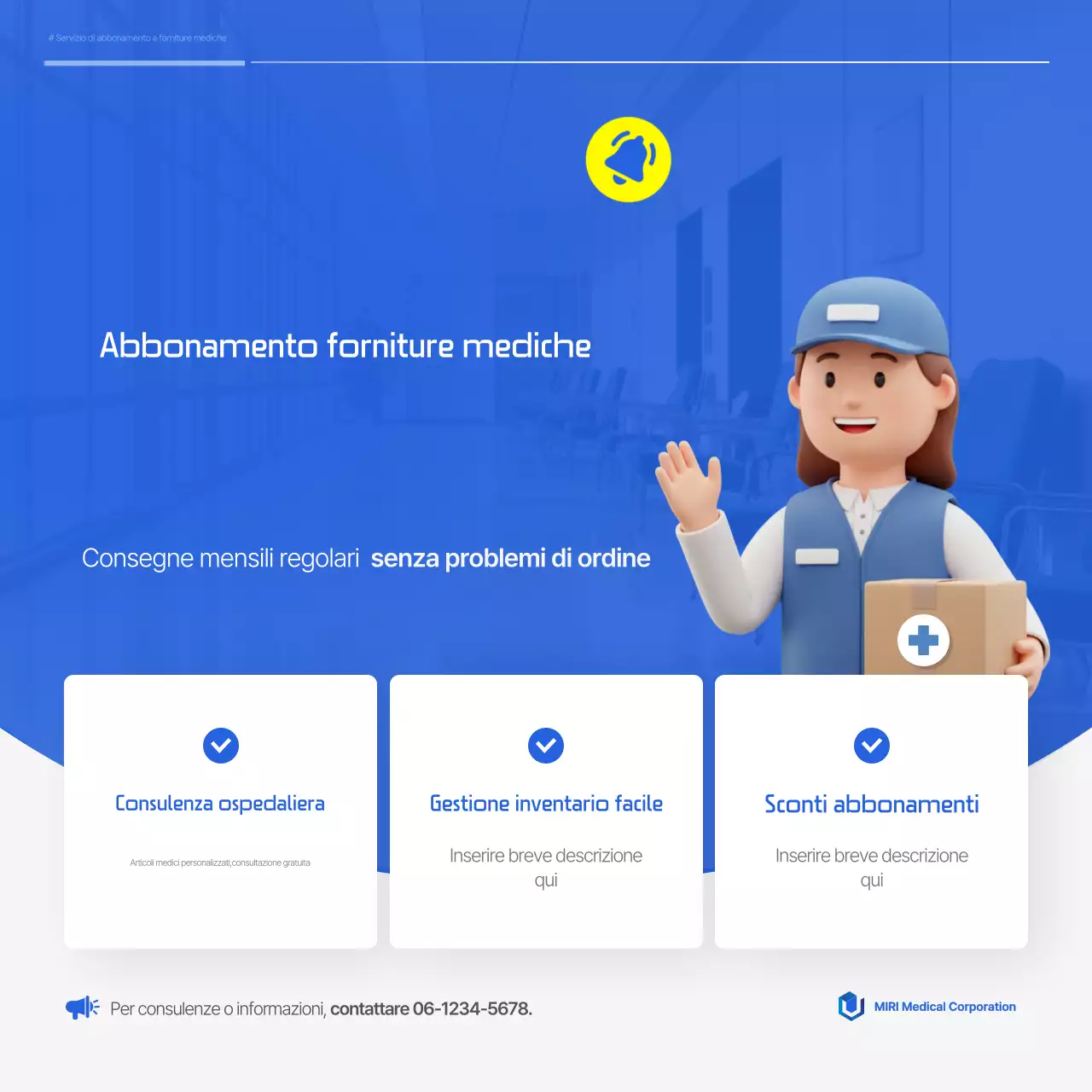 Pubblicità del servizio di abbonamento alle forniture mediche semplici di Blue