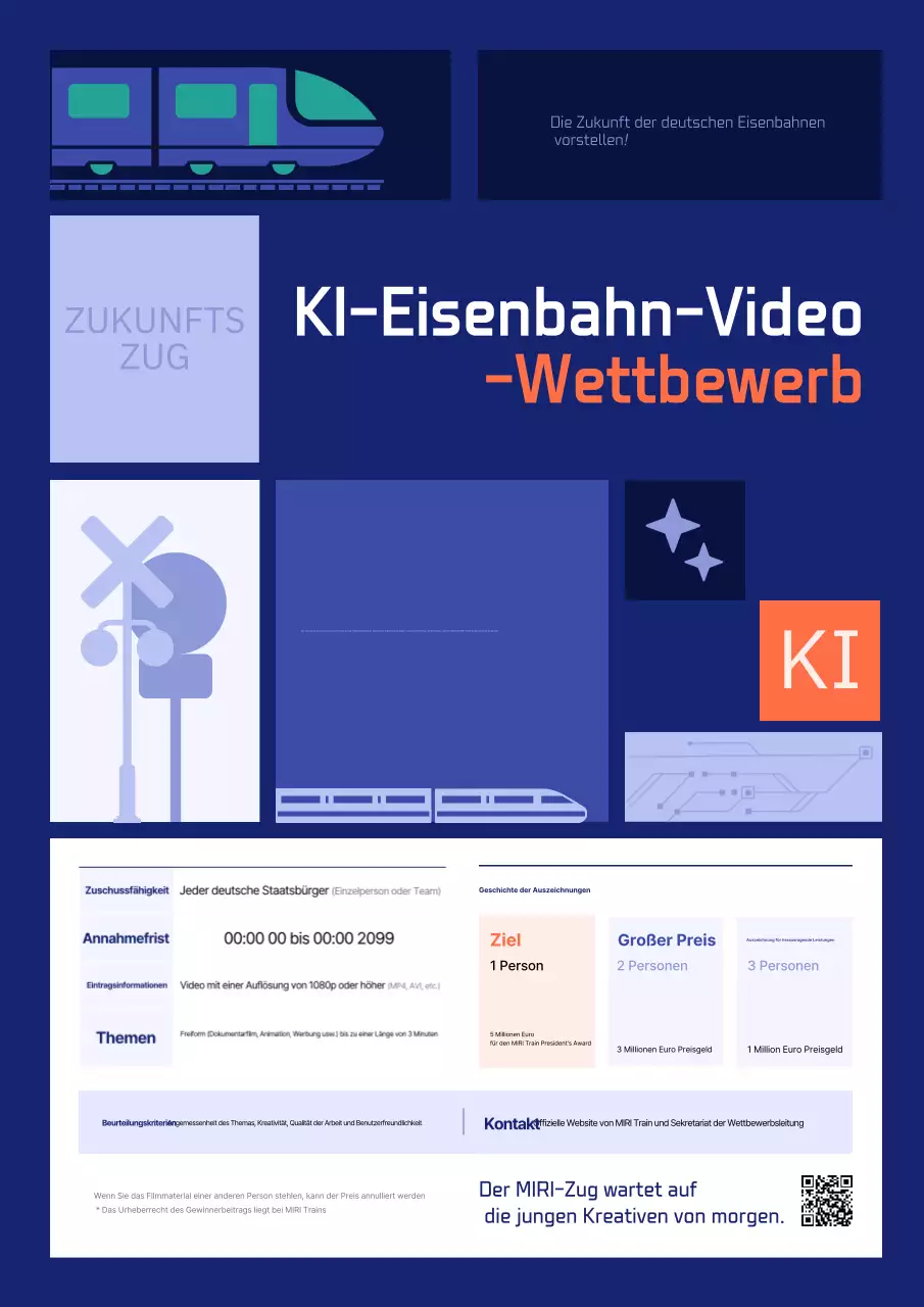 Marineblauer moderner KI-Eisenbahn-Videowettbewerb