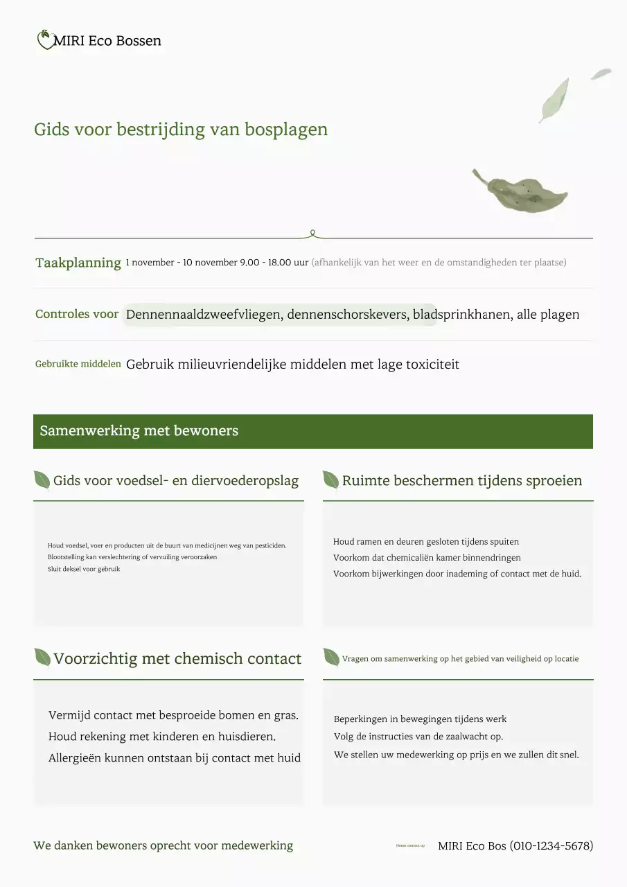 Kennisgeving over ongediertebestrijding in Green Forest