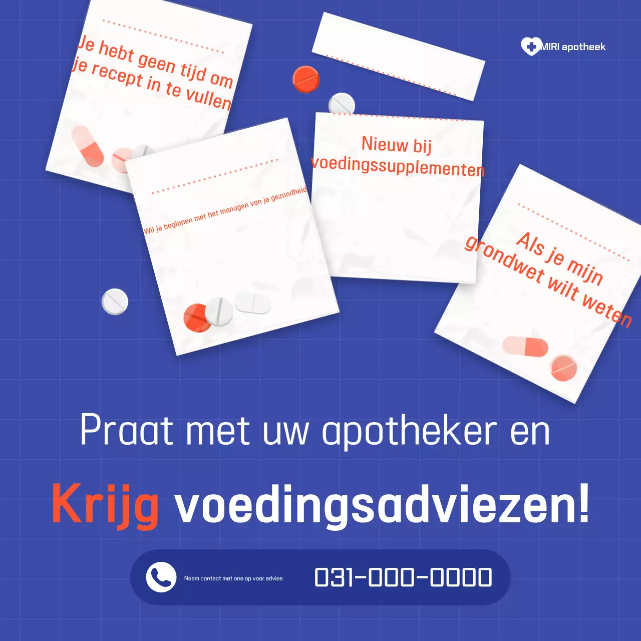 Advertentie voor een gezondheidsconsult bij Blue Clean Pharmacy