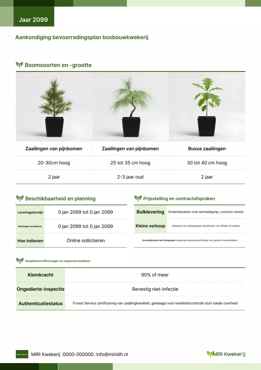 Mededeling over de levering van groene, eenvoudige bosbouwzaailingen