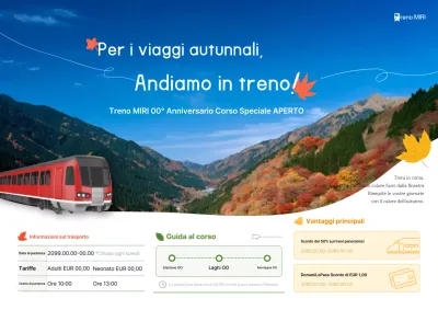 Promozione viaggio in treno autunnale semplice e blu