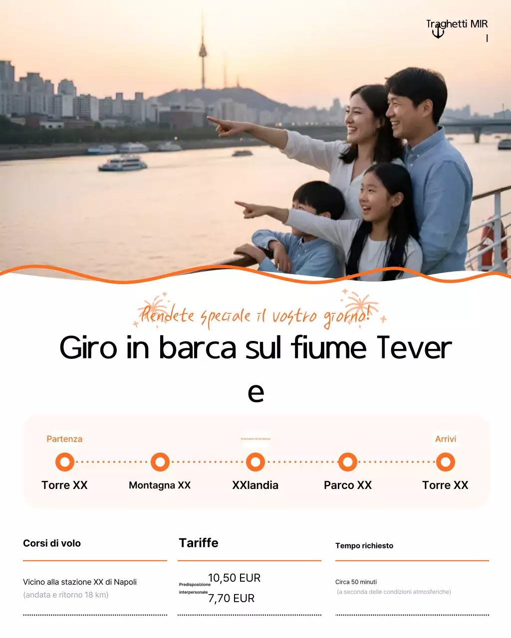 Promozione turistica della crociera sul fiume Han Orange Simple