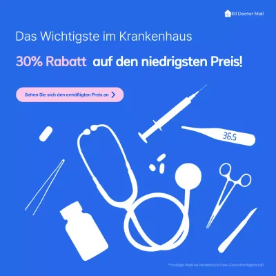 Blaue minimale Rabattanzeige für medizinisches Zubehör