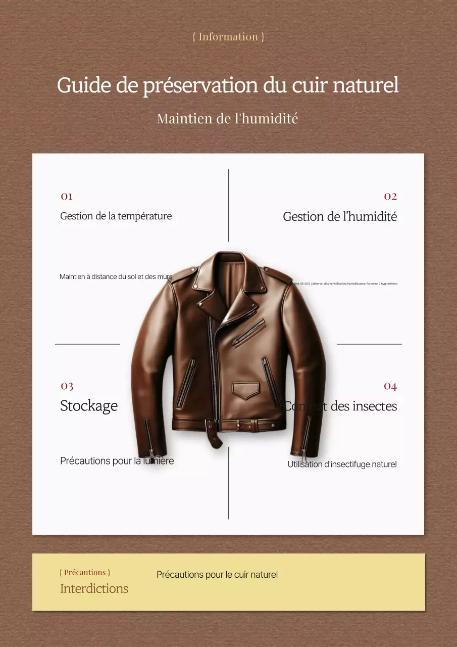 Informations sur l'entretien du cuir brun propre