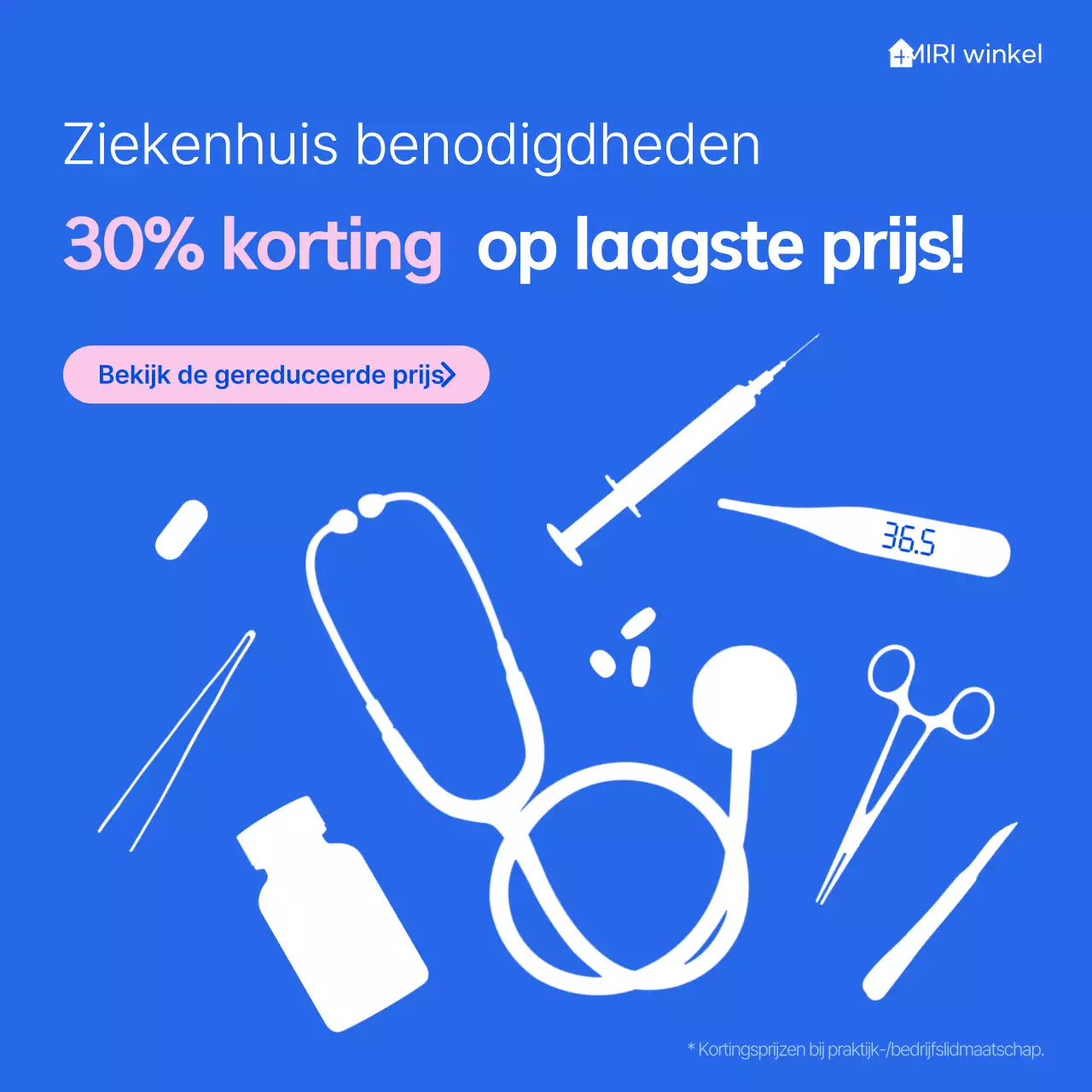 Advertentie met korting op Blue Minimal Medical Supplies