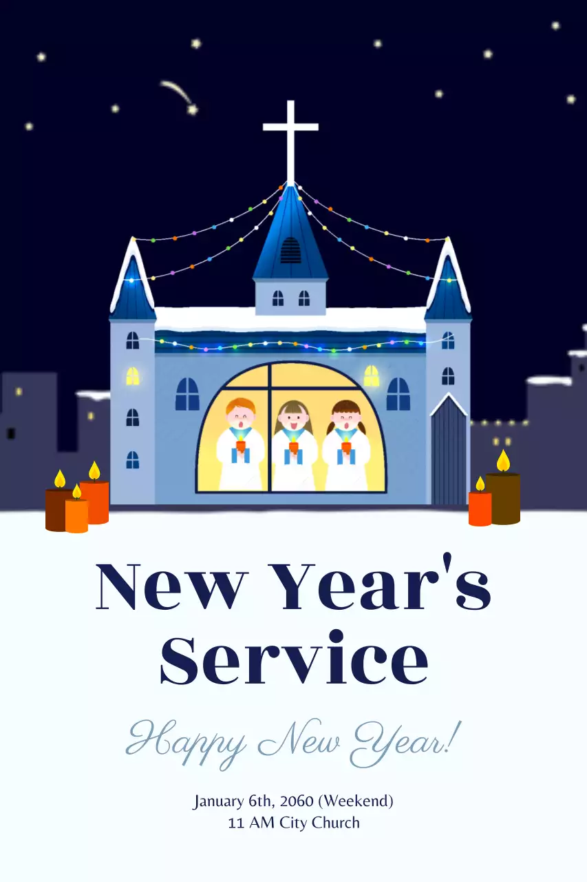 Blue Traditional Church Event Announcement Poster