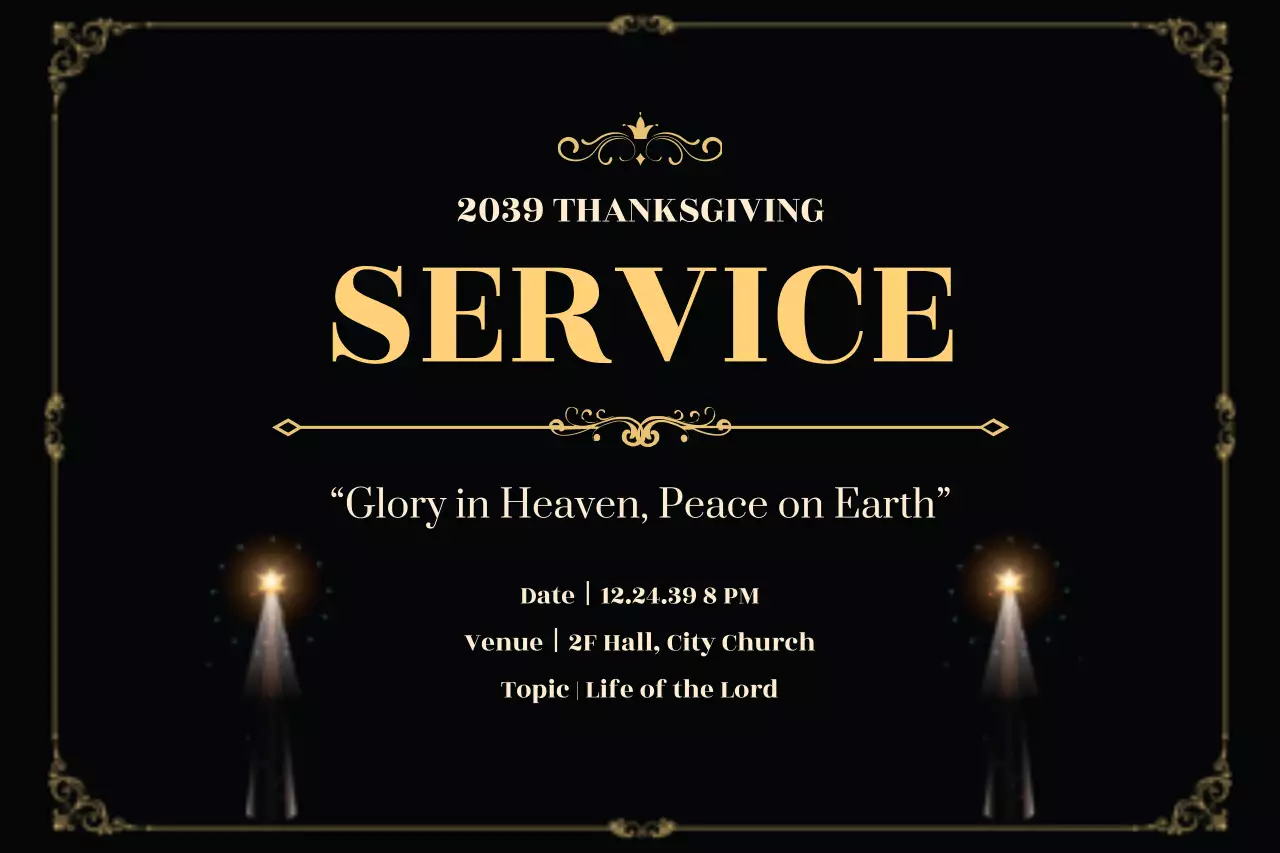 Poster Pengumuman Thanksgiving Elegan Hitam