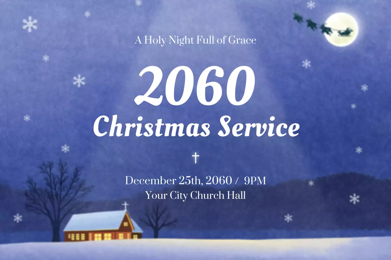 Blue Traditional Christmas Announcement Poster